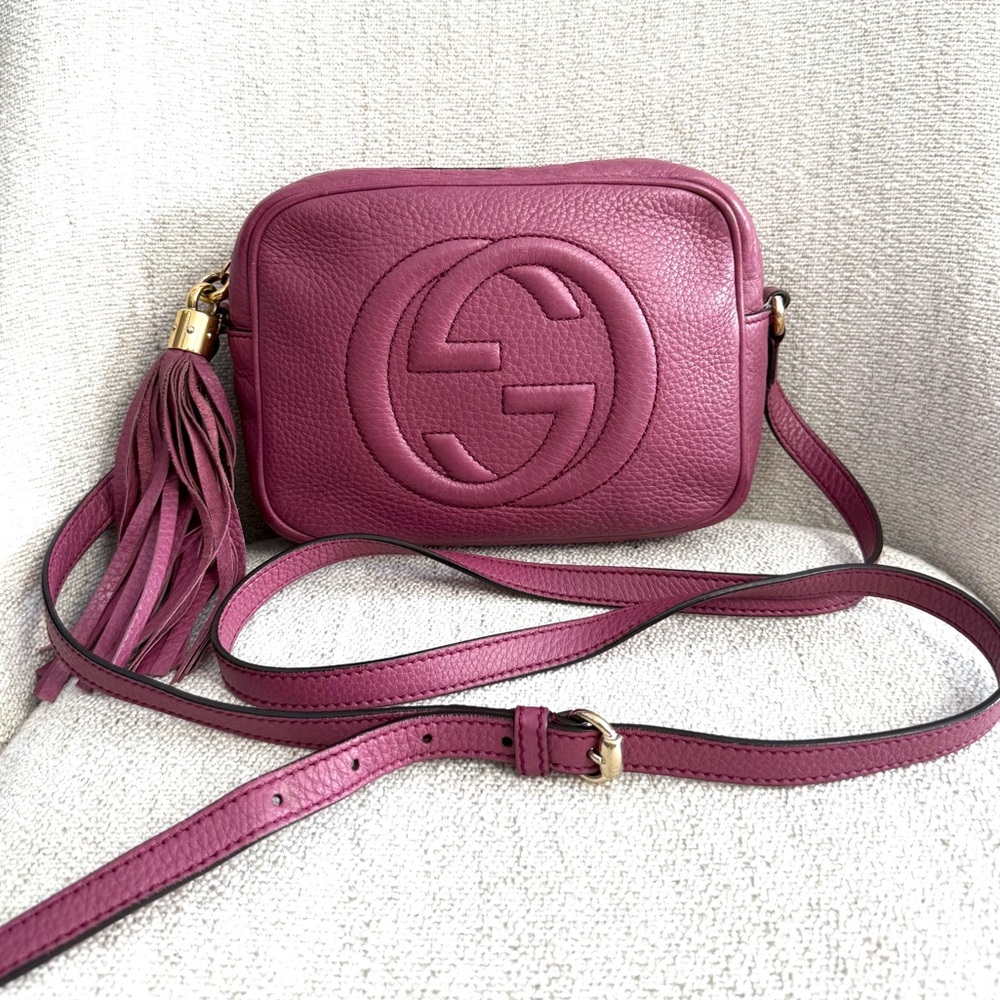 Authentic Gucci Soho Small Leather crossbody Disco bag dusty pink purple - Picture 4 of 16